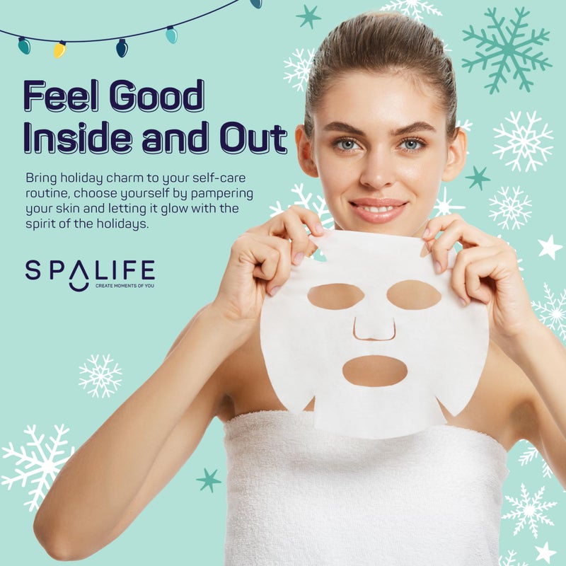SpaLife Beauty Stocking Stuffers Christmas Face Mask Bundle | Korean Facial Masks | Hydrating, Smoothing, Refreshing and Clarifying Sheet Mask Set | Christmas Stocking Stuffers for Women | 12 Pack - Image 3